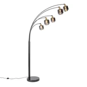 Lampy stojące - QAZQA Lampa podłogowa czarno-złota z przydymionym szkłem 5 punktów - Zuzanna - miniaturka - grafika 1