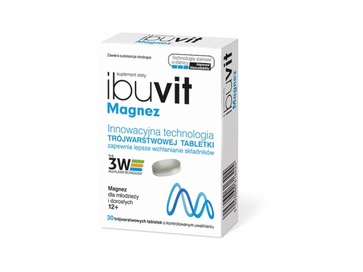POLPHARMA Ibuvit Magnez x 30 trójwarstwowych tabletek o kontrolowanym uwalnianiu