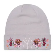 Czapki damskie - Czapka zimowa damska NEW ERA NY Yankees Floral Cuff Knit Beanie beżowa - miniaturka - grafika 1
