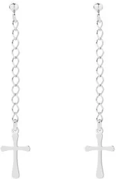 Długie srebrne kolczyki z krzyżykami - Biżuteria religijna - miniaturka - grafika 1