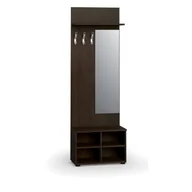 Meble do przedpokoju - Garderoba z szafką na buty i lustrem PRIMO WOOD, 3 haczyki, półka, wenge - miniaturka - grafika 1