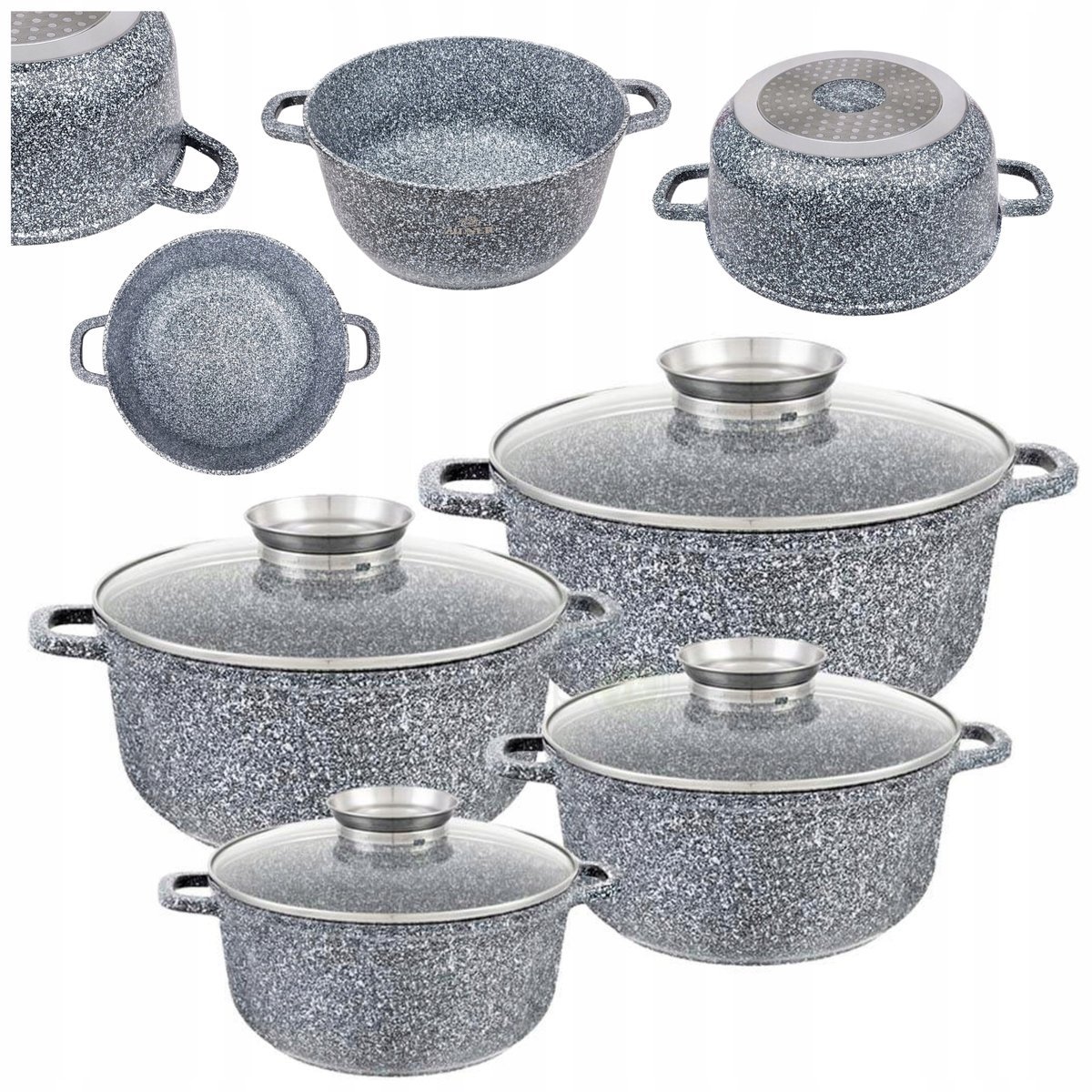 2 x ZESTAW GARNKÓW GARNKI INDUKCJA / GAZ MARMUROWE KOMPLET GARNKÓW MARMURKO