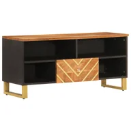Szafki RTV - vidaXL Szafka pod TV brązowo-czarna 100x33,5x46 cm lite drewno mango - miniaturka - grafika 1