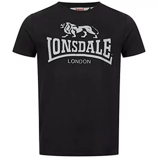 Koszulki męskie - Lonsdale Męski T-shirt Kingswood, czarny/szary, L - grafika 1