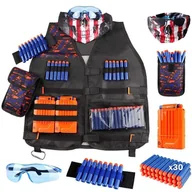 Zabawki militarne - Akcesoria do Nerf kamizelka, 30 strzałek, okulary - miniaturka - grafika 1