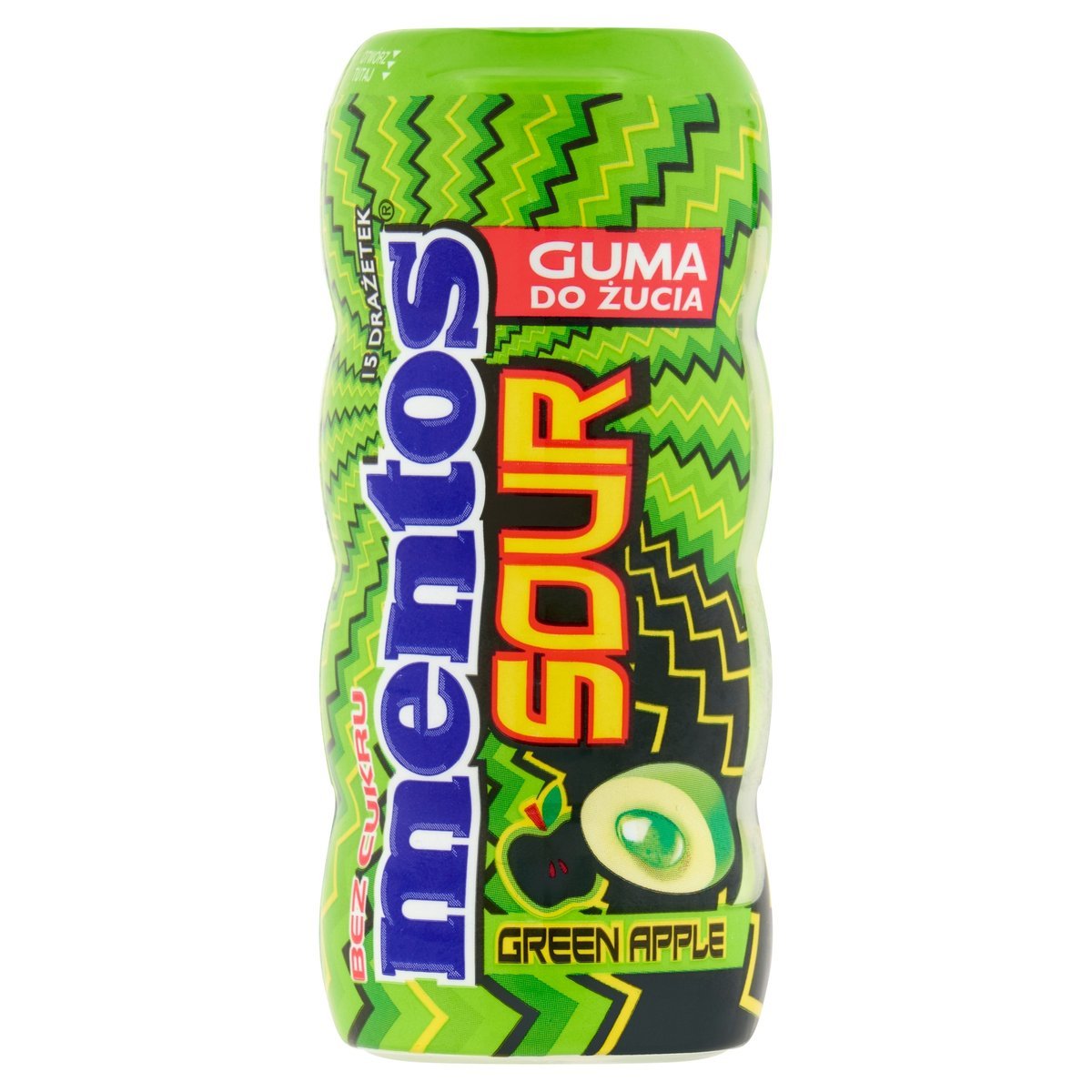 Mentos Sour Green Apple Guma do żucia bez cukru 30 g (15 sztuk)