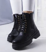 Botki damskie - Czarne botki na modnej podeszwie Ali-39 - miniaturka - grafika 1