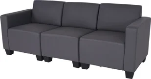 Modułowa sofa 3-osobowa Lyon, imitacja skóry ~ Ciemnoszary - Sofy i kanapy - miniaturka - grafika 1