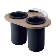 Kubki na szczoteczki do zębów - Szklanka podwójna Bergen drewno/chrom - miniaturka - grafika 1