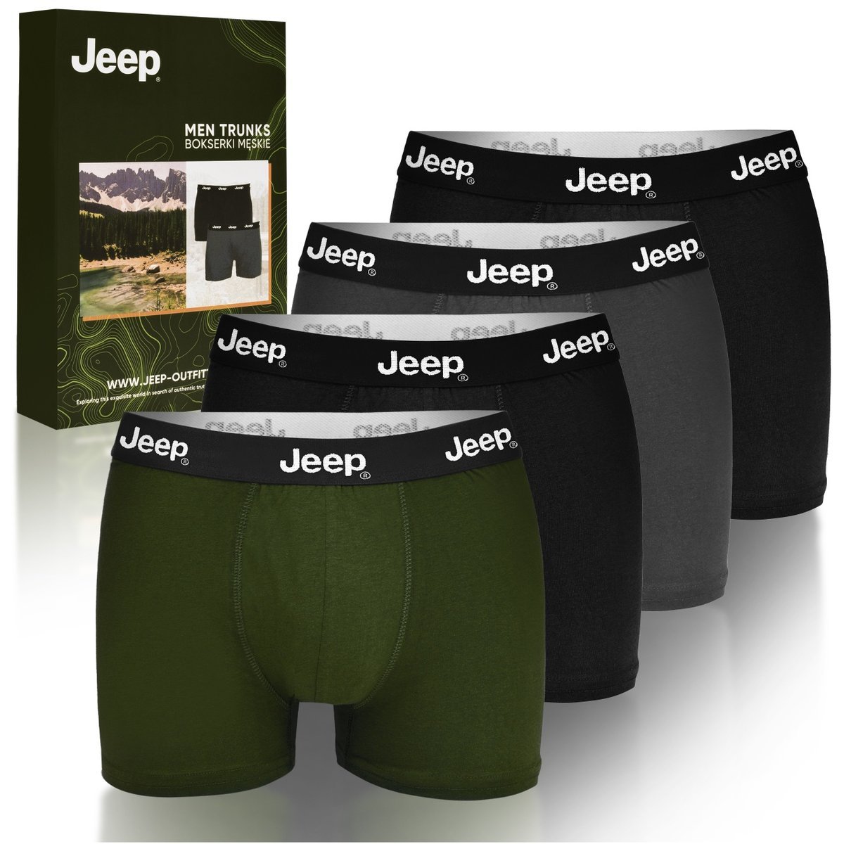 JEEP Zestaw Klasyczne Bokserki Męskie Ciemne Kolory Bawełna 4 pak Rozmiar XXL