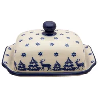 Pojemniki kuchenne - Maselniczka Pojemnik na masło 18 cm - Wzór RENIFERY - Ceramika Artystyczna Bolesławiec - miniaturka - grafika 1