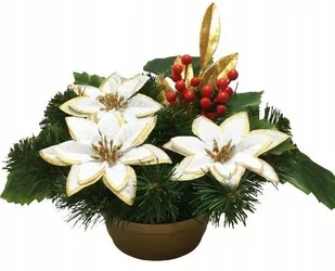 Sztuczna Wiązanka Stroik Gwiazda Biała Na Cmentarz Podkład Donica Kwiaty - Sztuczne kwiaty - miniaturka - grafika 1