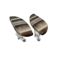 Spinki do mankietów i krawatów - Spinki do mankietów Onyks zebra (S1088) Srebro [925] - miniaturka - grafika 1