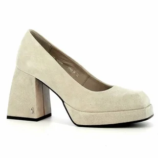 Szare zamszowe czółenka CARINII - Carinii - Półbuty damskie - miniaturka - grafika 1