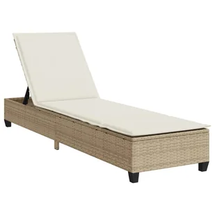 vidaXL Leżak z poduszkami beżowy 55x200x25,5cm polirattan - Leżaki ogrodowe - miniaturka - grafika 1