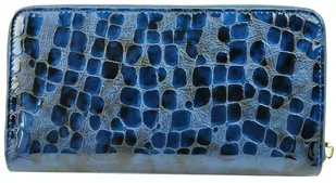 Portfel Damski Skóra Naturalna Lakierowana GREGORIO Duży Z Metalowym Suwakiem Piórnik FS 119 NIEBIESKI 19.5 x 10.5 x 2 [cm] - Portfele - miniaturka - grafika 3