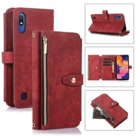 Etui i futerały do telefonów - Do Samsung Galaxy A10 Dream 9-Card Wallet Zipper Bag Skórzane etui na telefon Czerwony - miniaturka - grafika 1
