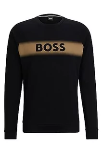 Bluzy męskie - BOSS Męska bluza Authentic Regular -Fit bluza z bawełny organicznej z logo, czarny, XXL - grafika 1