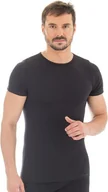 Koszulki sportowe męskie - Brubeck Koszulka męska z krótkim rękawem COMFORT WOOL grafitowa r. XXL SS11030 - miniaturka - grafika 1
