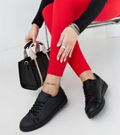 Trampki damskie - Czarne trampki na platformie  Birikti-37 - miniaturka - grafika 1