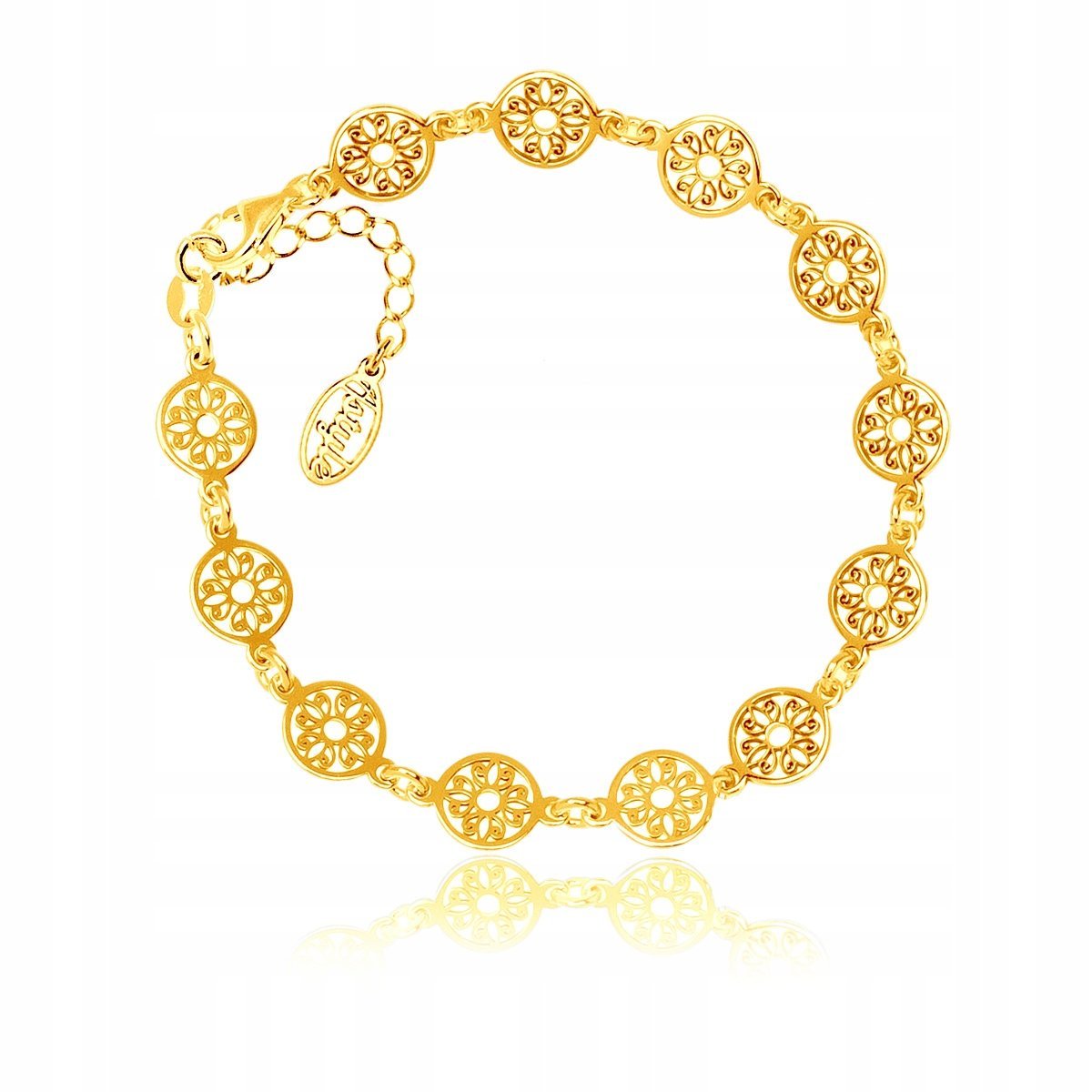 Bransoletka kółeczka ażurowe srebrna pozłacana