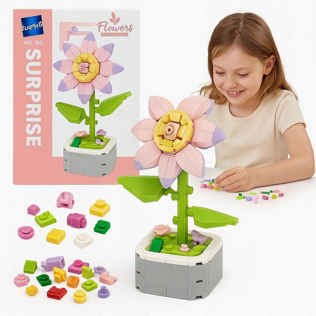 Klocki Kwiaty DIY Zestaw 118 el. Kreatywna Zabawa i Dekoracja