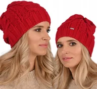 Czapki damskie - Czerwona czapka damska dziana SMERFETKA - A4 - miniaturka - grafika 1