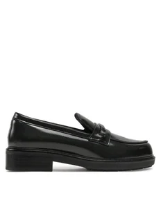 Calvin Klein Loafersy Loafer W/M Bar Saff Lth HW0HW02076 Czarny - Półbuty damskie - miniaturka - grafika 1