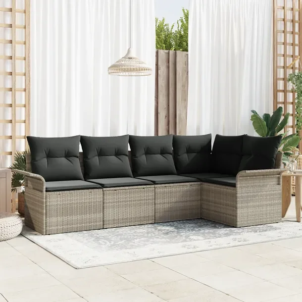 Zestaw Sof Ogrodowych, Nowoczesny Design, Jasnoszary, 5 Osób