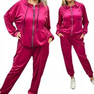 Dresy damskie - Dres Damski Welurowy 50 52 5xl 6xl Rozpinany różowy wygodny otulający hi - miniaturka - grafika 1