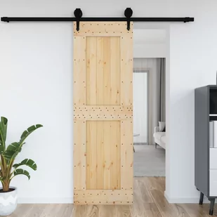 vidaXL Drzwi, 70x210 cm, lite drewno sosnowe - Ogrodzenia - miniaturka - grafika 1