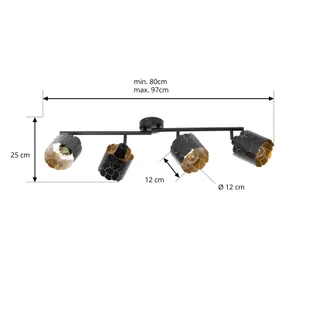 Lampa sufitowa Lindby Aralena, czarny/złoty, 4-punktowa, długość 97 cm - Lampy sufitowe - miniaturka - grafika 1