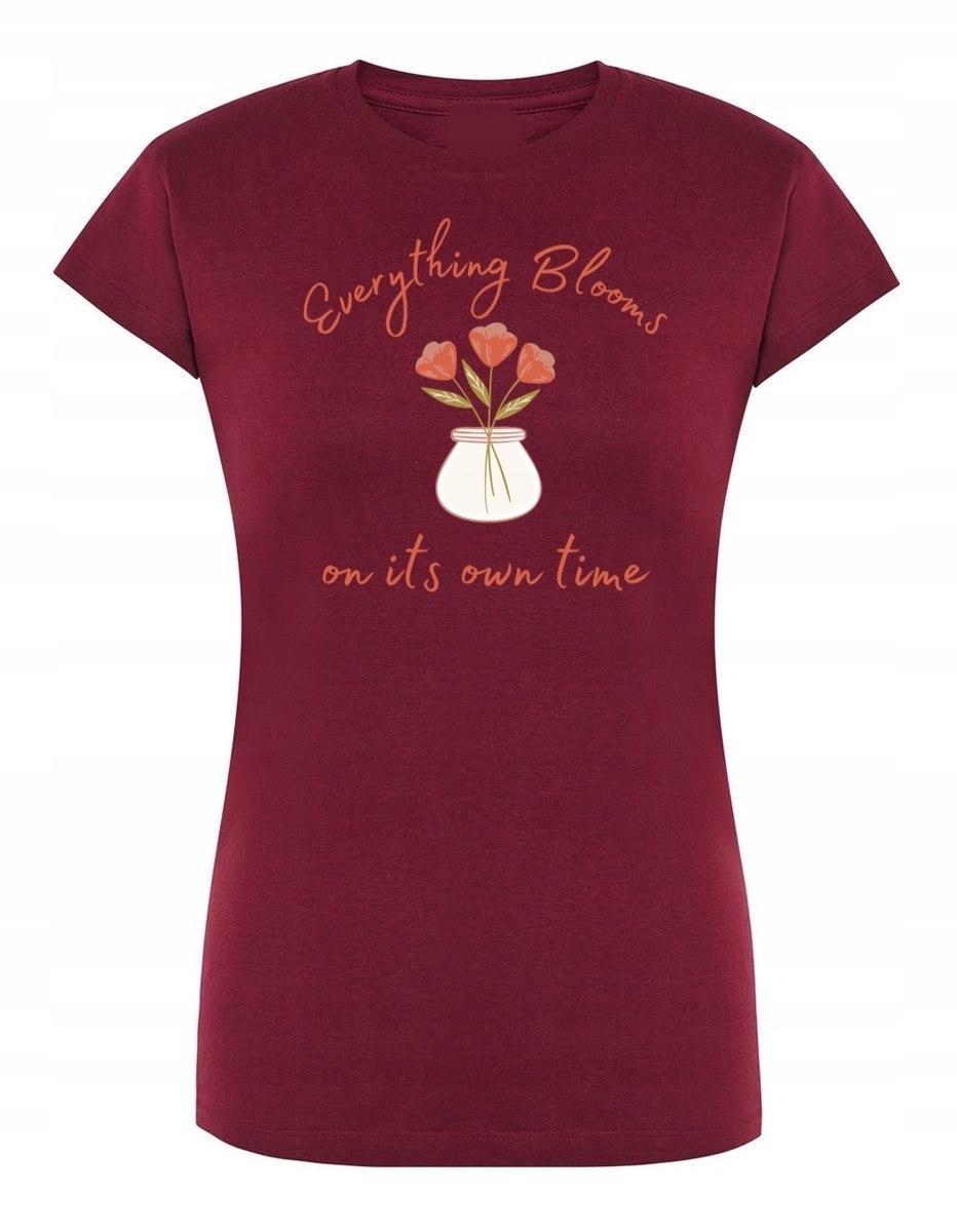T-Shirt damski fajny nadruk KWIATY KWIATKI r.S