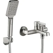 Baterie wannowe i prysznicowe - Laveo Bateria wannowa natynkowa Alita BVA 311D Nikiel szczotkowany - miniaturka - grafika 1