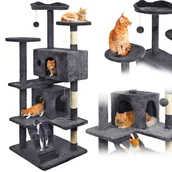 Drapaki dla kotów - Drapak dla kota, stabilny, wysoki, 7 poziomów, legowisko ciemnoszary 138cm - miniaturka - grafika 1