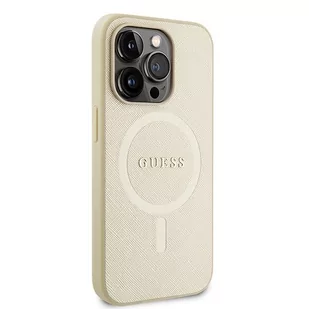 Guess GUHMP15XPSAHMCB iPhone 15 Pro Max 6.7" złoty/gold hardcase Saffiano MagSafe - Etui i futerały do telefonów - miniaturka - grafika 4