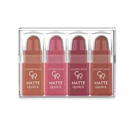 Szminki - Golden Rose ZESTAW 4 MATOWYCH MINI POMADEK DO UST 01 - miniaturka - grafika 1