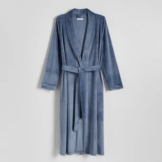 Piżamy damskie - Reserved - Welurowy szlafrok - Niebieski - grafika 1