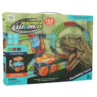 Tor samochodowy wyścigowy samochód 102 elementy 132cm - Tory, garaże, parkingi - miniaturka - grafika 13