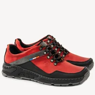 Półbuty męskie - Buty męskie trekkingowe Bennett czerwone - BRILU - miniaturka - grafika 1