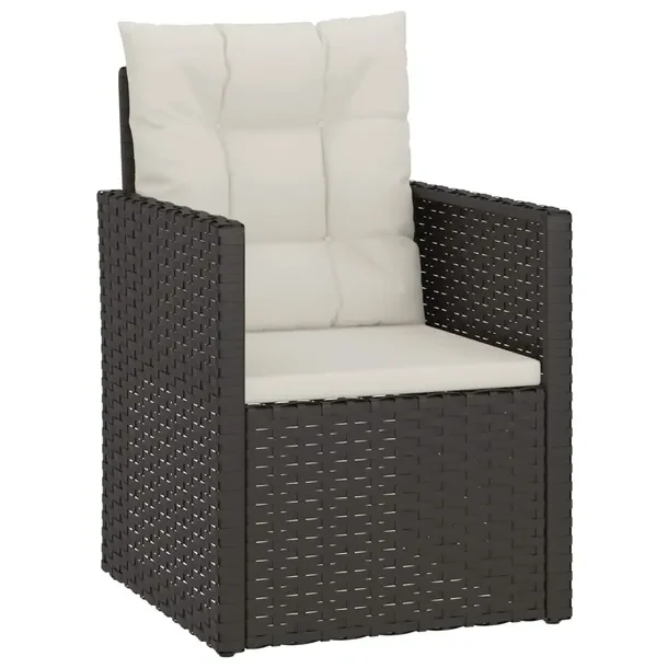 Fotel Ogrodowy z Poduszkami, Rattan PE, Czarny, 53x57x75 cm