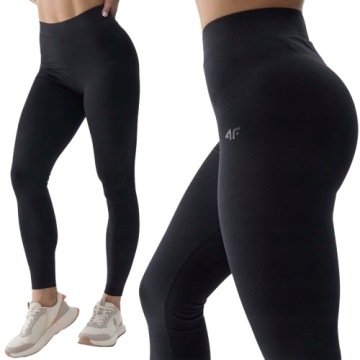 4F Legginsy Dzianinowe Bawełniane Getry Klasyczne Wysoki Stan r.S