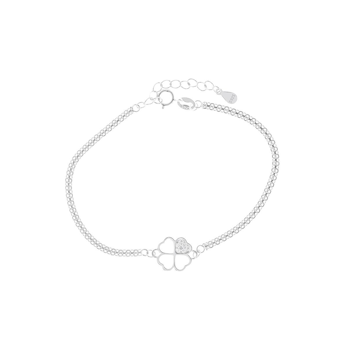 Srebrna bransoletka 925 Koniczyna Cyrkonie