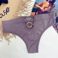 Majtki damskie - Majtki z ozdobnymi kółeczkami - Fioletowy S/M - miniaturka - grafika 1