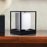 Lampy stojące - Lampa stołowa Beta z metalu klosz z tkaniny biała - miniaturka - grafika 1