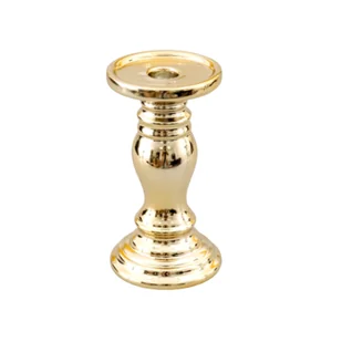 Świecznik ceramiczny złoty 10 x 18,5 cm - Świeczniki - miniaturka - grafika 1