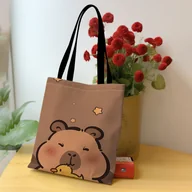 Torebki damskie - TEMU 1 szt. Urocza torba z nadrukiem kapibary, lekka torba na jedno ramię, wielofunkcyjna torba zakupowa, składana i nadająca się do prania w pralce, - miniaturka - grafika 1