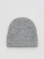 Czapki damskie - Reserved - Prążkowana czapka beanie - jasnoszary - miniaturka - grafika 1