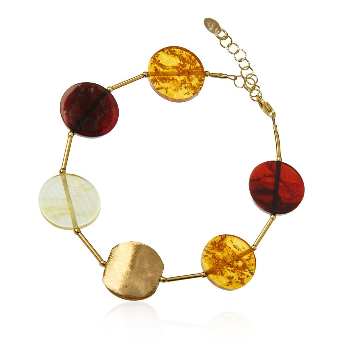 ankabizuteria.pl Bransoletka srebrna pozłacana z kółeczkami w trzech