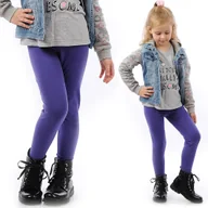 Legginsy - Legginsy dziecięce długie bawełniane klasyczne Fioletowe 140 - miniaturka - grafika 1